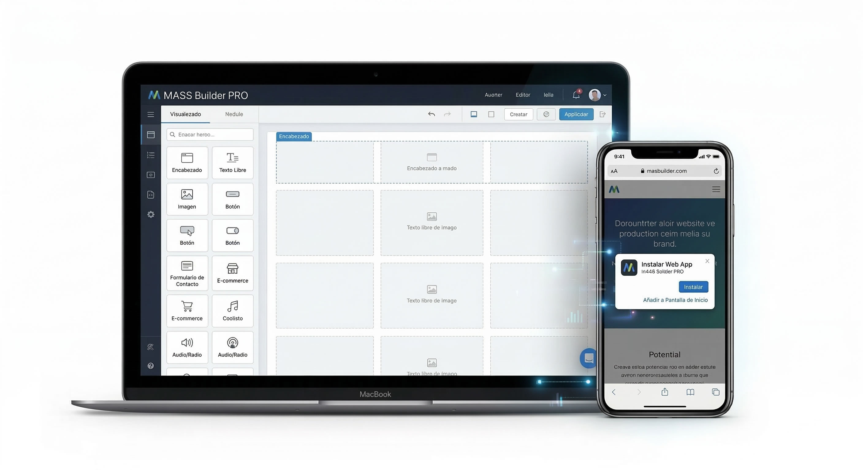 Plataforma MASS Builder PRO Creacion de Webs y Apps
