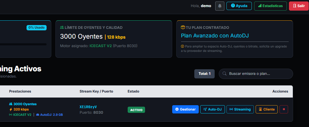 Vista previa del Panel de Control sPanel Audio PRO